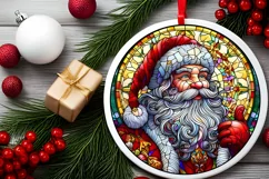 Stained Glass Christmas Round Ornament Sublimation Product Image 1