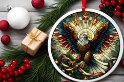 Stained Glass Christmas Round Ornament Sublimation Product Image 1