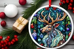 Stained Glass Christmas Round Ornament Sublimation Product Image 1