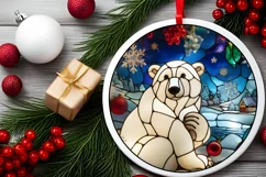 Stained Glass Christmas Round Ornament Sublimation Product Image 1