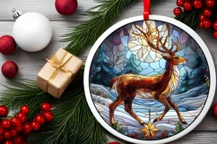 Stained Glass Christmas Round Ornament Sublimation Product Image 1