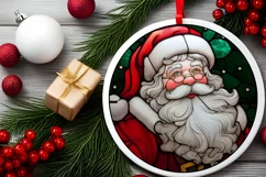 Stained Glass Christmas Round Ornament Sublimation Product Image 1