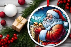 Stained Glass Christmas Round Ornament Sublimation Product Image 1