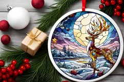 Stained Glass Christmas Round Ornament Sublimation Product Image 1