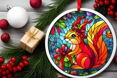 Stained Glass Christmas Round Ornament Sublimation Product Image 1