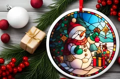 Stained Glass Christmas Round Ornament Sublimation Product Image 2