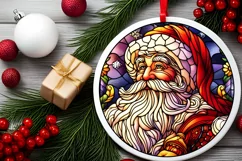 Stained Glass Christmas Round Ornament Sublimation Product Image 1