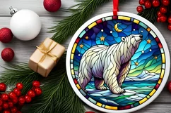 Stained Glass Christmas Round Ornament Sublimation Product Image 1