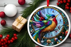 Stained Glass Christmas Round Ornament Sublimation Product Image 1