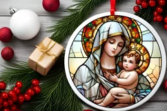 Stained Glass Christmas Round Ornament Sublimation Product Image 1