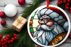 Stained Glass Christmas Round Ornament Sublimation Product Image 1