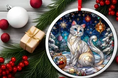 Stained Glass Christmas Round Ornament Sublimation Product Image 1