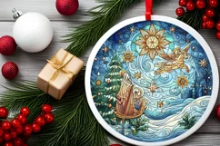 Stained Glass Christmas Round Ornament Sublimation Product Image 1