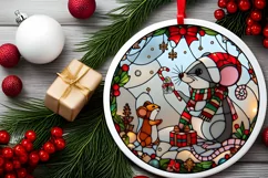 Stained Glass Christmas Round Ornament Sublimation Product Image 1