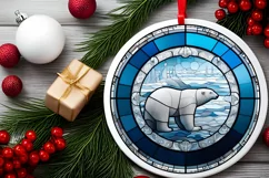 Stained Glass Christmas Round Ornament Sublimation Product Image 1
