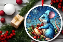 Stained Glass Christmas Round Ornament Sublimation Product Image 1