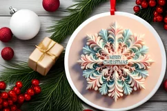 Snow Flake Christmas Round Cute Ornament Sublimation Product Image 2