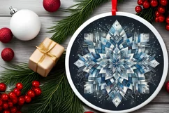 Snow Flake Christmas Round Cute Ornament Sublimation Product Image 1