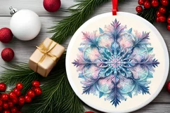 Snow Flake Christmas Round Cute Ornament Sublimation Product Image 1