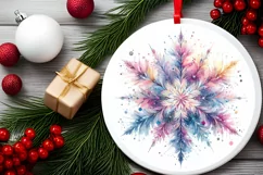 Snow Flake Christmas Round Cute Ornament Sublimation Product Image 1