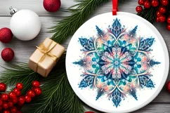 Snow Flake Christmas Round Cute Ornament Sublimation Product Image 1