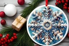 Snow Flake Christmas Round Ornament Sublimation Product Image 1