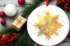 Snow Flake Christmas Round Cute Ornament Sublimation Product Image 2