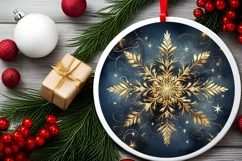 Snow Flake Christmas Round Cute Ornament Sublimation Product Image 2