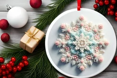 Snow Flake Christmas Round Cute Ornament Sublimation Product Image 1