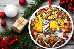 Christmas Round Cute Reindeer Ornament Sublimation Product Image 1