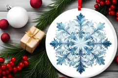 Snow Flake Christmas Round Cute Ornament Sublimation Product Image 1