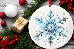 Snow Flake Christmas Round Cute Ornament Sublimation Product Image 1