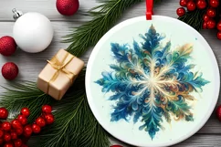 Snow Flake Christmas Round Cute Ornament Sublimation Product Image 1