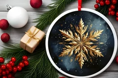 Snow Flake Christmas Round Cute Ornament Sublimation Product Image 1