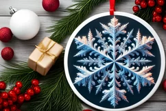Snow Flake Christmas Round Cute Ornament Sublimation Product Image 1