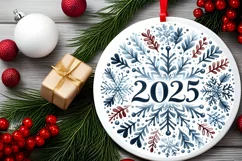 2025 Christmas Snowflake Round Ornament PNG Product Image 2