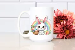 Easter Bunny Egg Flower Basket Rainbow , Clipart |T-shirt Product Image 2