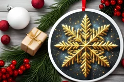 Snow Flake Christmas Round Cute Ornament Sublimation Product Image 2