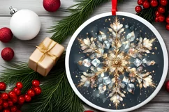 Snow Flake Christmas Round Cute Ornament Sublimation Product Image 1