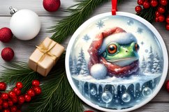 Watercolor Christmas Frog Portrait Round Ornament Product Image 2