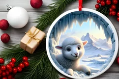 Lamb Smiling Round Ornament Sublimation PNG Product Image 2