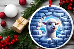 Icy Wall Round Sticker Winter Ornament Sublimation PNG Product Image 2