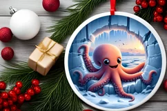 Icy Wall Round Bottom Ornament Sublimation PNG Product Image 2