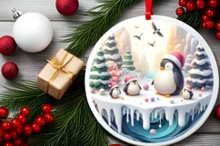 Round Christmas Ornament Sublimation|Clipart Product Image 2