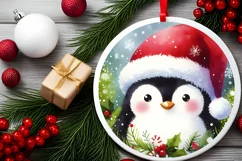 Round Penguin Christmass Sublimation PNG Product Image 1