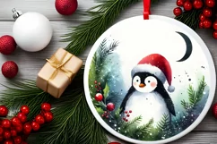 Round Melting Winter Scene with Penguin Ornament PNG Product Image 2