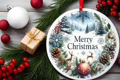 Round Christmass Ornament Sublimation|Clipart Product Image 2