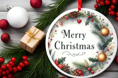 Round Christmass Ornament Sublimation|Clipart Product Image 2