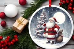 Round Christmas Santa Ornament Sublimation PNG Product Image 2