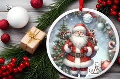 Round Christmas Santa Ornament Sublimation PNG Product Image 2